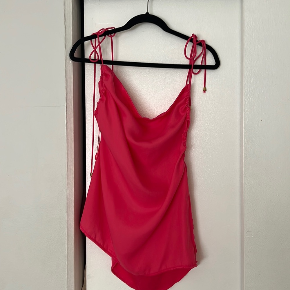 Free People Hot Pink Satin Tunic NWT